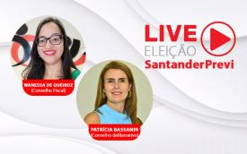 Arte da live das candidatas apoiadas pelo Sindicato para o SantanderPrevi
