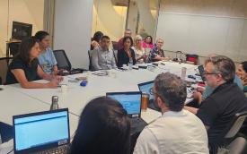 Foto da reunião com representantes do Itaú e representantes dos trabalhadores