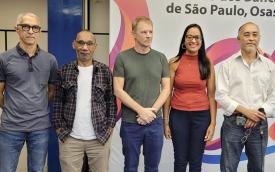 Membros da Comissão Eleitoral (da esq. para dir.): Luciano Ramos, Jair Alves, Alexandre Caso, Wanessa Queiroz e Ernesto Izumi
