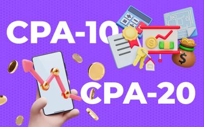 Imagens de planilhas, gráficos e calculadoras, acompanhadas dos dizeres "CPA-10" e "CPA-20"