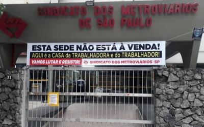 Foto da fachada de sede do Sindicato dos Metroviários de São Paulo