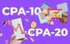Imagens de planilhas, gráficos e calculadoras, acompanhadas dos dizeres "CPA-10" e "CPA-20"
