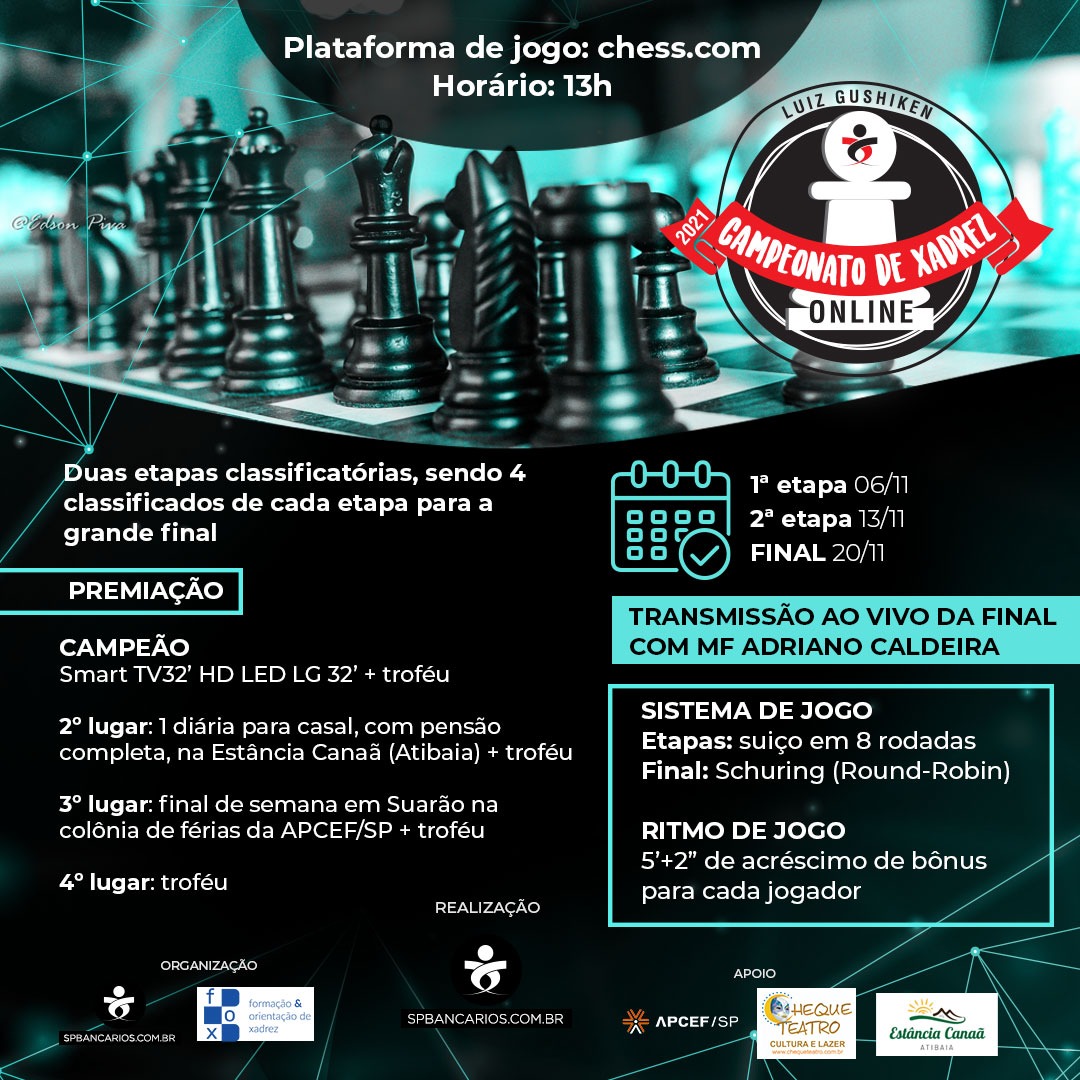 1º Campeonato de Xadrez será no próximo sábado 5