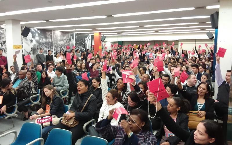 Assembleia que renovou acordos específicos com o Bradesco contou com excelente participação dos bancários Foto: Seeb-SP