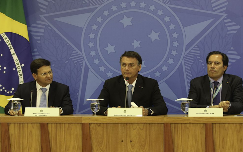 Foto: Fabio Rodrigues Pozzebom/Agência Brasil Coletiva de imprensa com o presidente Jair Bolsonaro e o presidente da Caixa, Pedro Guimarães
