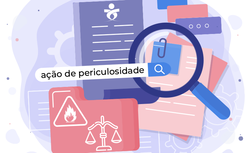Desenho mostra símbolo de fogo, indicando combustível,documentos, simbolizando ações judiciais, o logo do sindicato dos bancários de são paulo, osasco e região, uma balança de justiça, e uma lupa, sobre um dos documentos