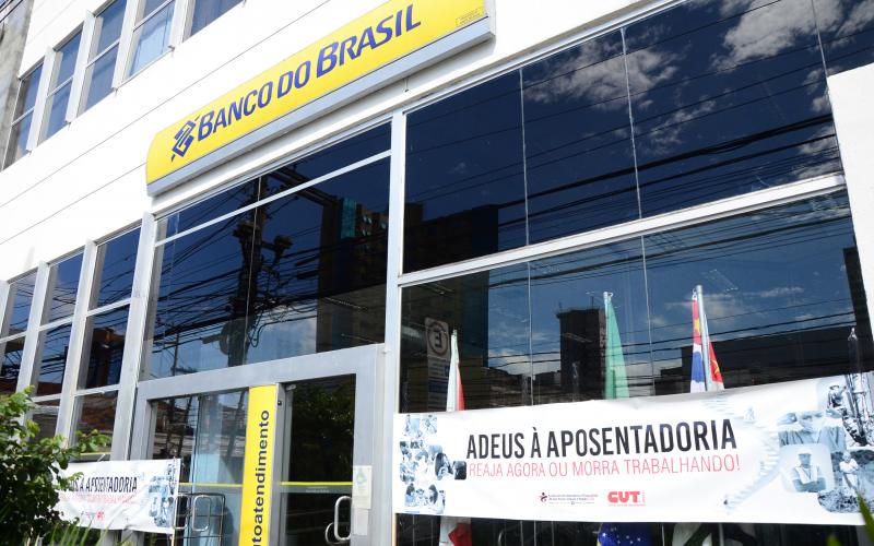 Agência do Banco do Brasil durante o Dia Nacional de Paralisação Foto: Thaís Nozue