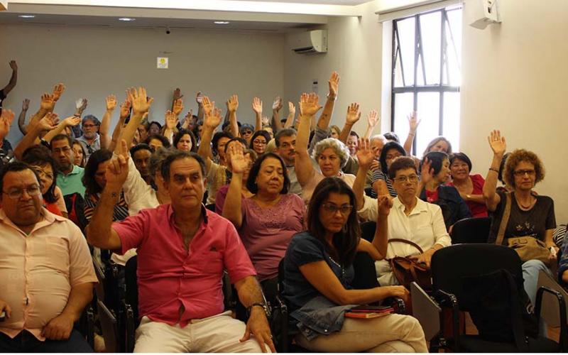 Assembleia na sede da Apcef/SP em 2018 Foto: Apcef-SP