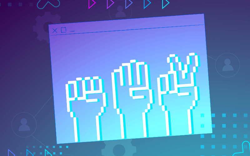 Arte: Linton Publio Imagem de três punhos pixelados
