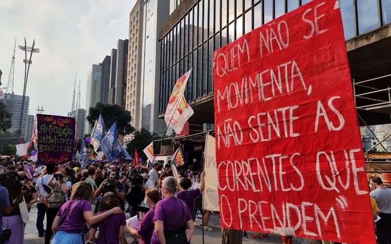 Foto: Seeb/SP Ato do Dia Internacional da Mulher, na Avenida Paulista