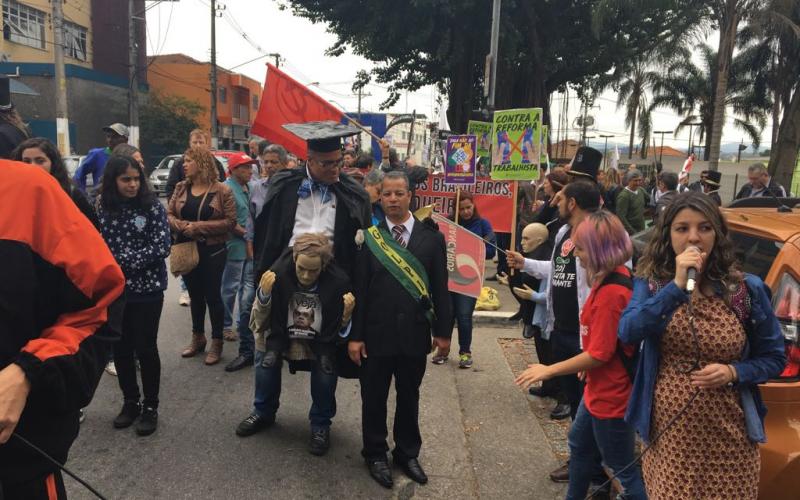 Bancários fizeram mais uma manifestação em defesa de direitos Foto: Seeb-SP