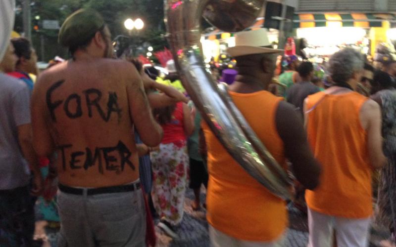 No Bloco dos Bancários de 2017 reinou o "Fora Temer" Foto: Seeb-SP