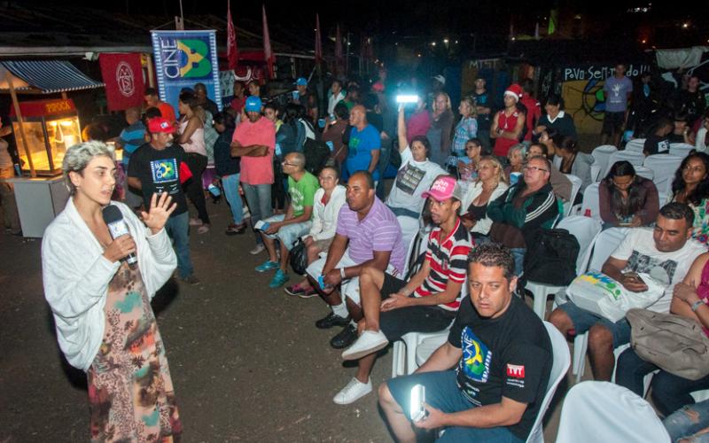 Cecilia Engels fala na Ocupação Povo sem Medo, em São Bernardo do Campo Foto: Arquivo / Seeb-SP