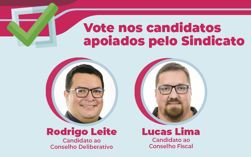 Montagem: Linton Publio Rodrigo Leite e Lucas Lima, os candidatos apoiados pelo Sindicato nas eleições do Economus
