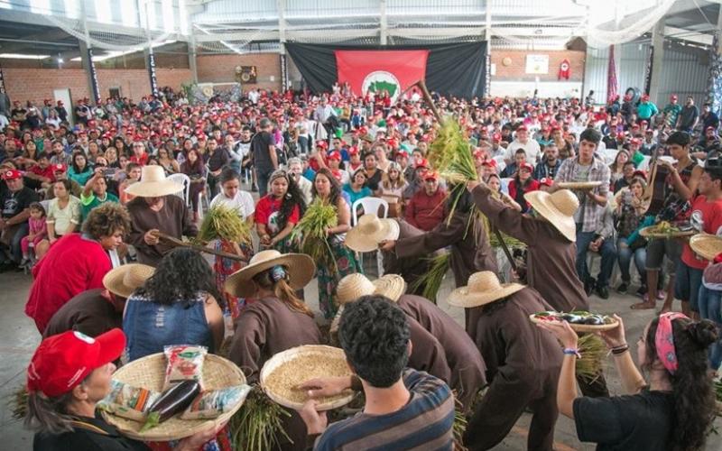 A abertura oficial da 14º Colheita do Arroz Agroecológico do MST ocorreu em março, em Nova Santa Rita (RS) Foto: Guilherme Santos / Sul21