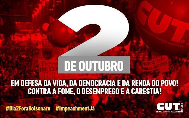 Divulgação Imagem de divulgação dos atos Fora Bolsonaro, que serão realizados em todo país no dia 2 de Outubro