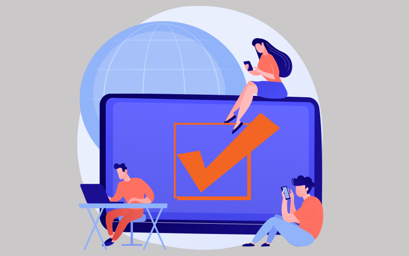 Ilustração de votação em assembleia virtual