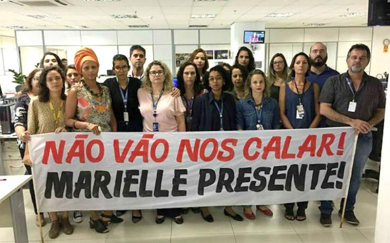 Jornalistas protestam contra censura da EBC sobre cobertura do caso Marielle Foto: Divulgação