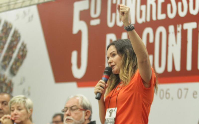 Juvandia Moreira foi eleita no 5° Congresso Nacional da Contraf-CUT Imagem: Sem Cortes Filmes