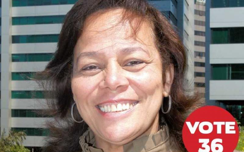 A bancária Maria Stela Passos, candidata apoiada pelo Sindicato por conta do compromisso e seriedade nas gestões passadas Arte: Linton Publio