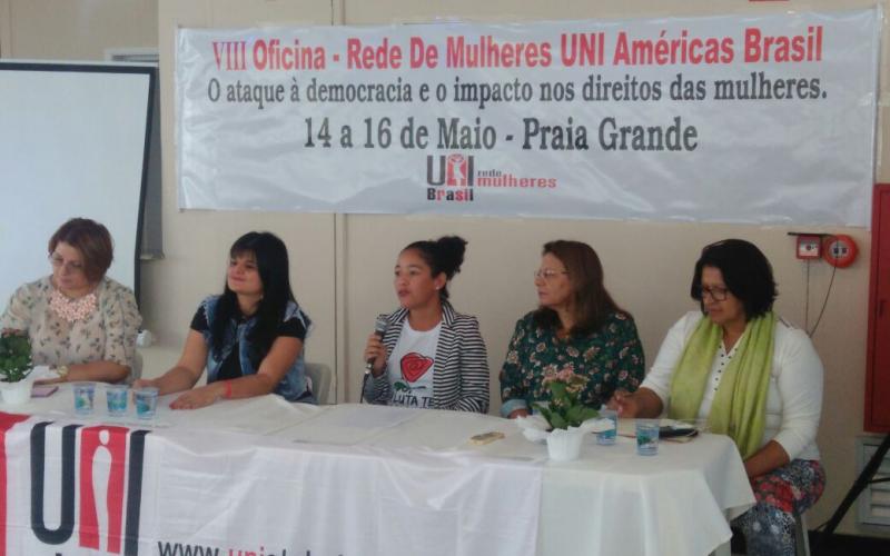 Dirigentes sindicais durante a 8ª Oficina de Formação da Rede de Mulheres UNI Américas Brasil Foto: Seeb-SP