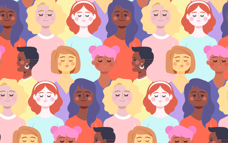 Arte: Freepik Desenho de vários rostos femininos