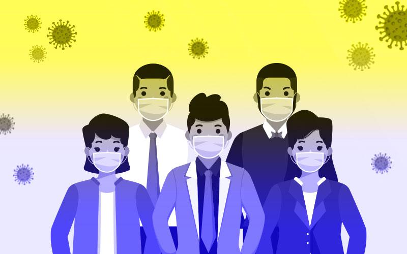 Imagem: Freepik Ilustração de trabalhadores cercados por coronavírus