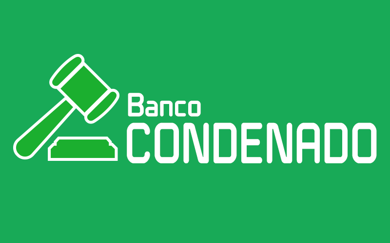 Montagem: Linton Publio Fundo verde, com a frase banco condenado em branco