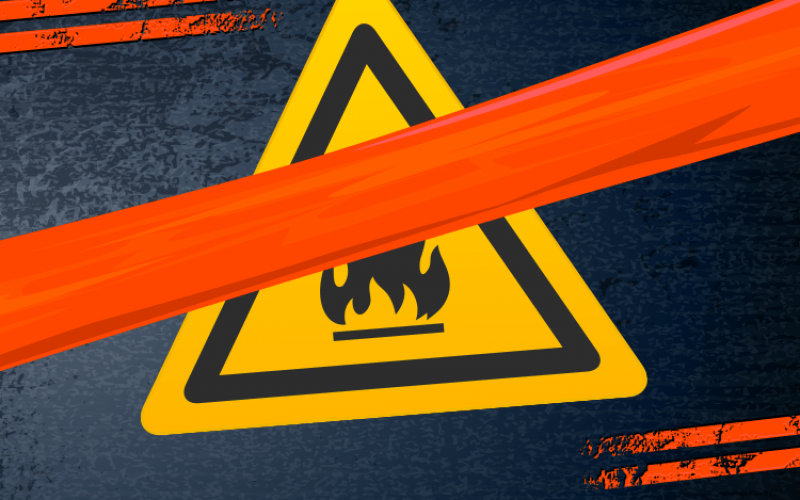Imagem: Freepik Imagem de um símbolo de um risco de incêndio com uma tarja vermelha