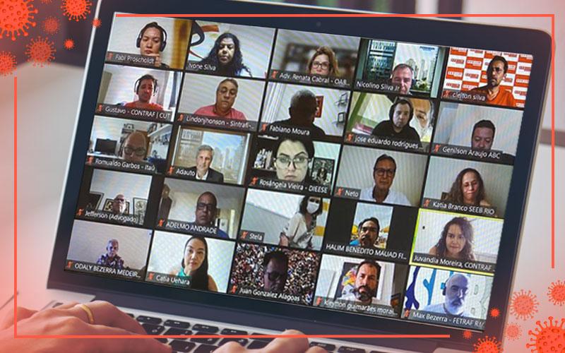 Print da tela da reunião virtual com a Fenaban