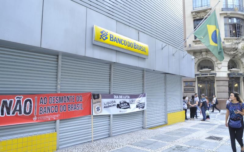 Protesto do Sindicato em defesa do Banco do Brasil e dos seus funcionários Foto: Mauricio Morais