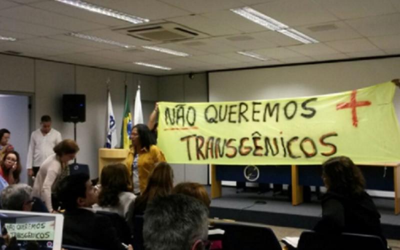 Manifestantes em reunião da Comissão Nacional de Biossegurança (CTNBio): órgão atendeu 100% dos pedidos de liberação de transgênicos, apenas com base nos estudos apresentados pelas empresas interessadas foto: ARQUIVO/GREENPEACE