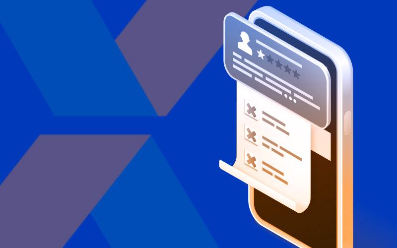 Arte composta pelo X do logo da Caixa, à esquerda, ao lado de um telefone celular