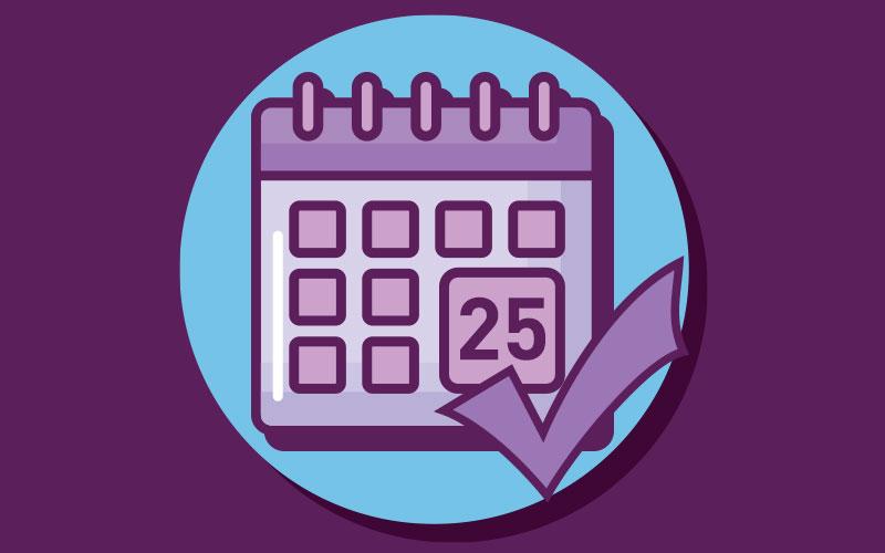 Arte: Freepik Arte de um calendário, com o dia 25 marcado