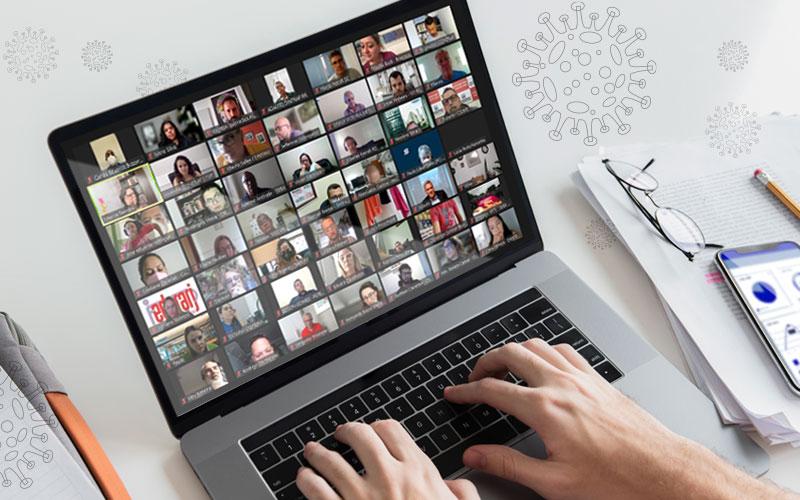 Montagem: Fabiana Lumi (Seeb-SP) Imagem da tela de computador com os participantes da reunião virtual