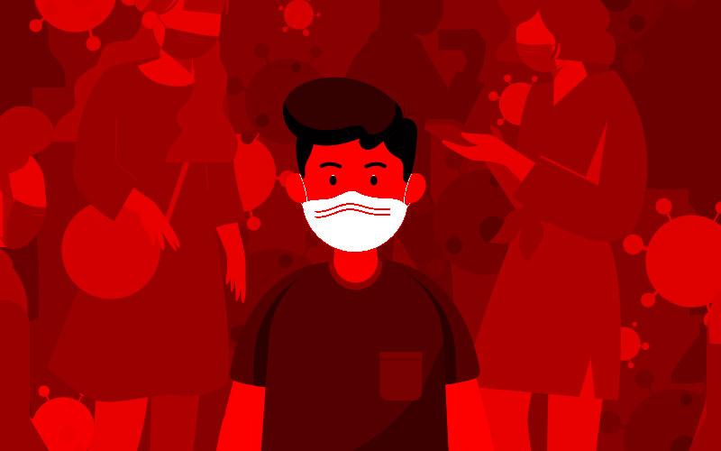 Imagem: vecteezy Imagem de um trabalhador de máscara em meio a uma aglomeração
