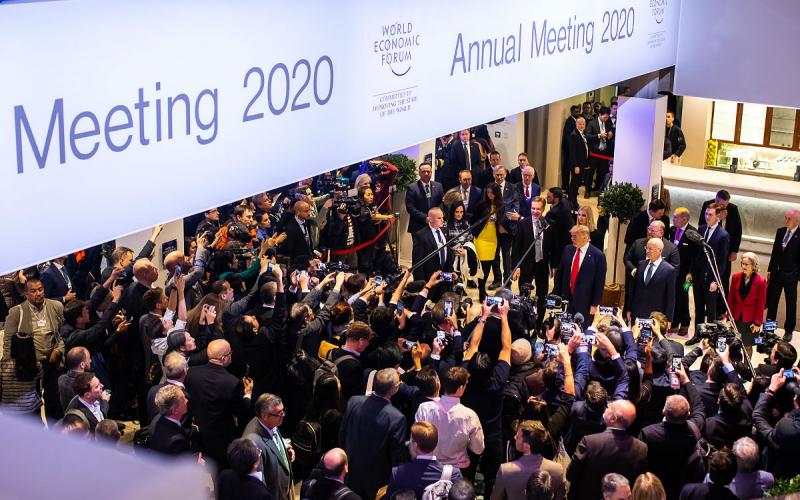 Chegada de Trump ao Fórum Econômico Mundial, onde deve negar, mais uma vez, urgência do combate às mudanças climáticas FLICKR/WORLD ECONOMIC FORUM