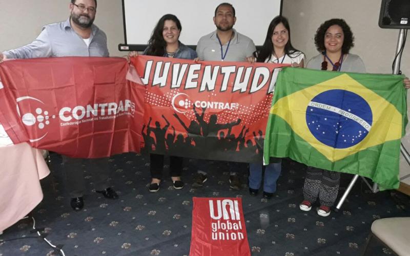 Delegação da Contraf-CUT na Oficina de Jovens Sindicalizadores da UNI Américas 2017 Foto: Seeb-SP