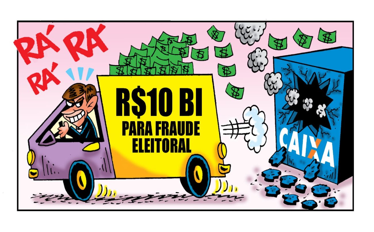 Charge: Marcio Baraldi Charge fazendo referência ao calote deixado na Caixa por Bolsonaro