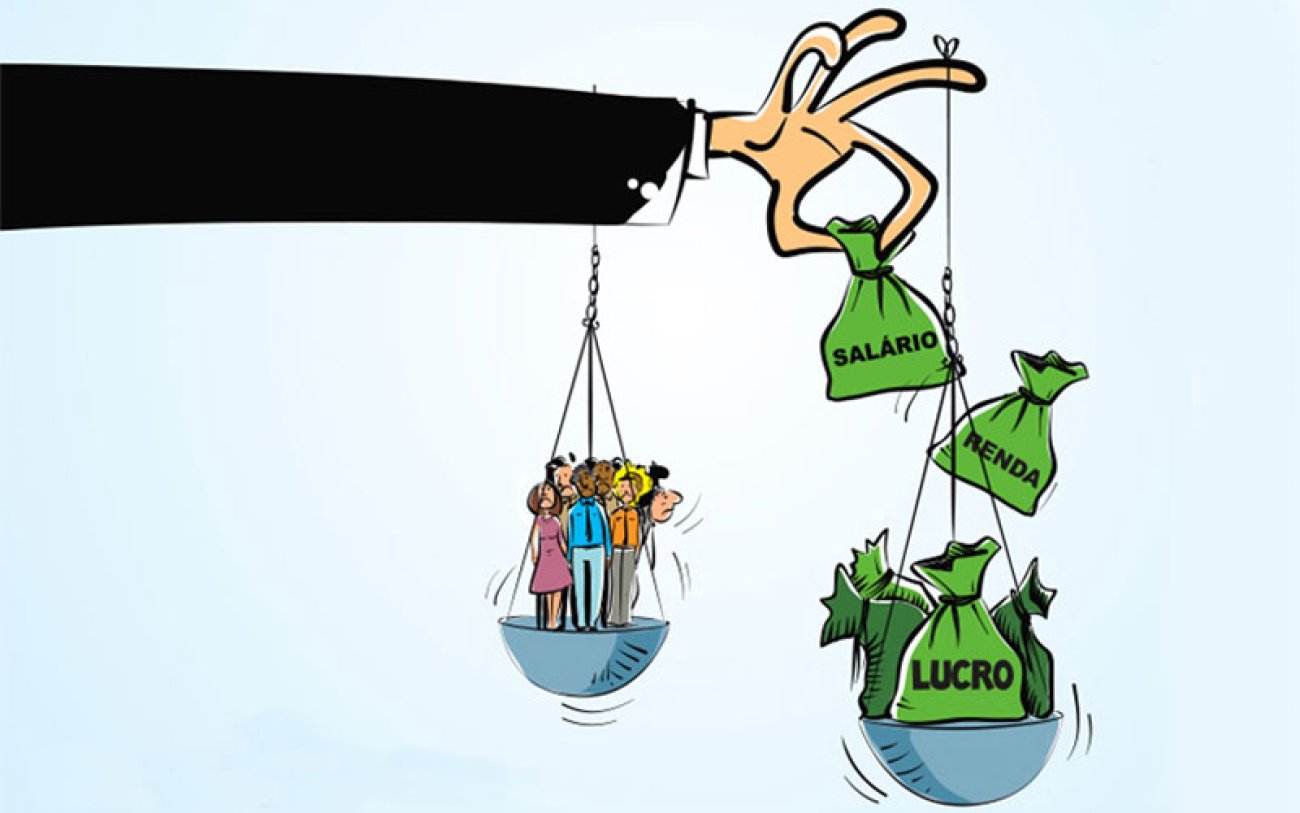 Arte: Contraf-CUT Desenho de mão segurando uma balança