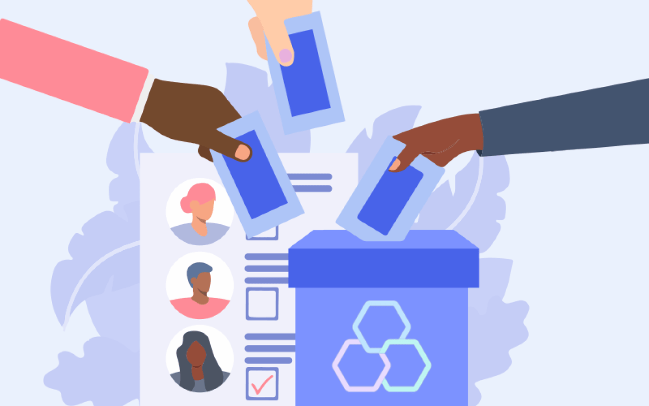 Imagem: Freepik Ilustração de pessoas depositando votos em uma urna
