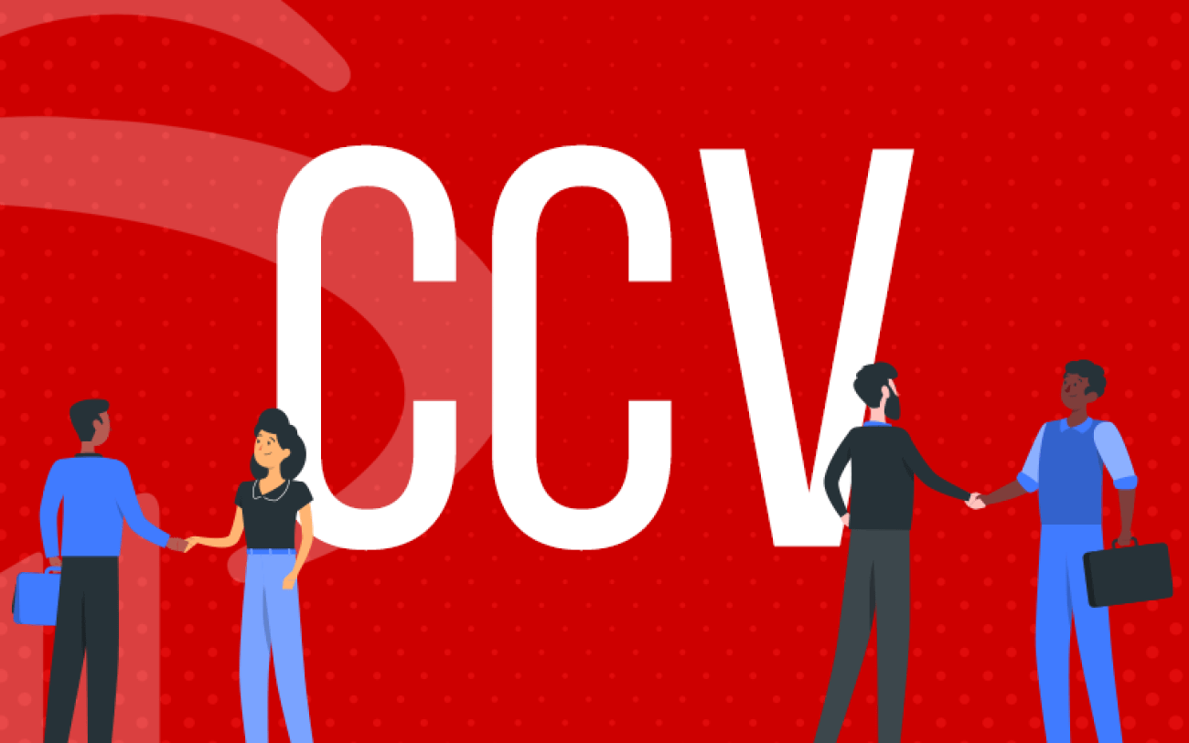 Imagem: Freepik Sigla CCV, com ilustração de pessoas dando as mãos