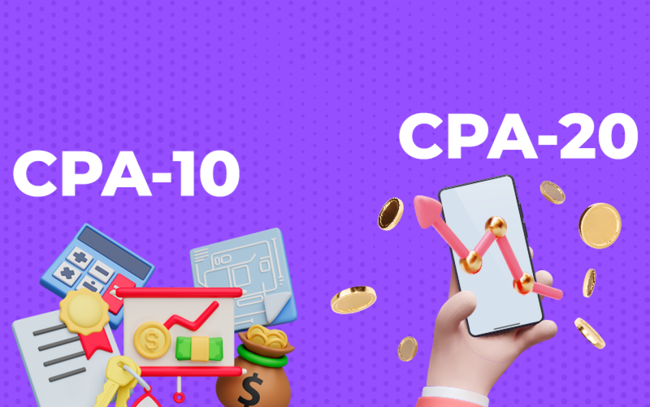 Divulgação Ilustração de gráficos e planilhas, em fundo roxo, acompanhada das siglas CPA-10 e CPA-20
