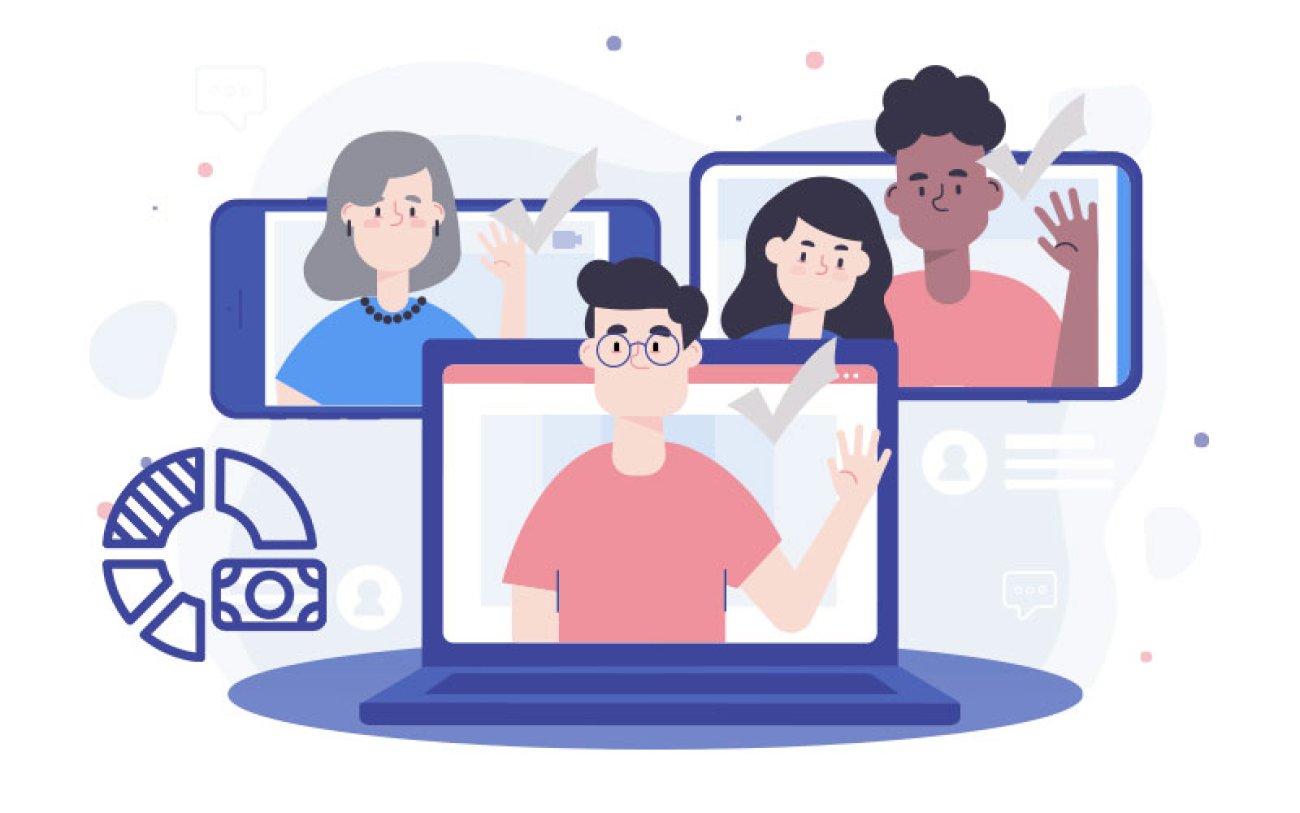 Arte: Freepik Desenho de pessoas e telas de computador