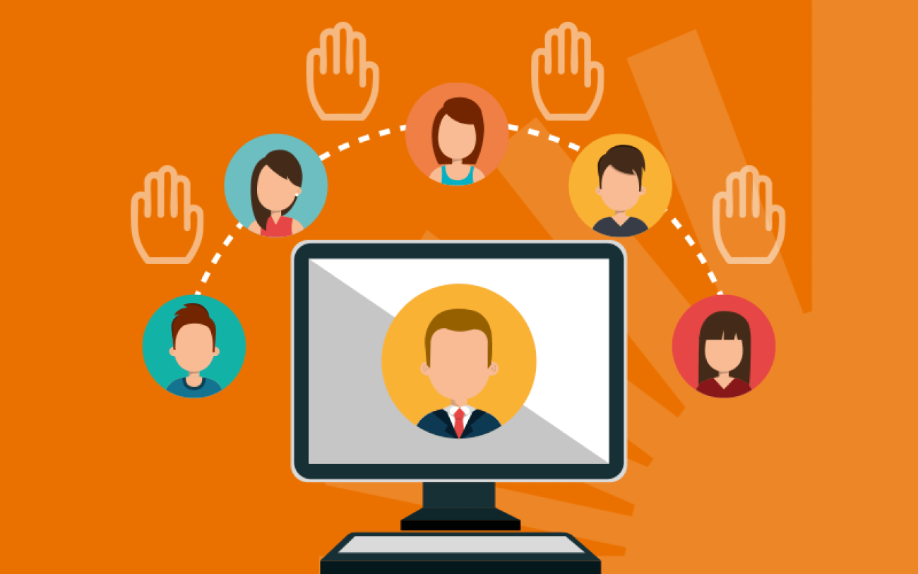 Imagem: Freepik Imagem de pessoas, ao redor de um monitor, representando uma assembleia virtual