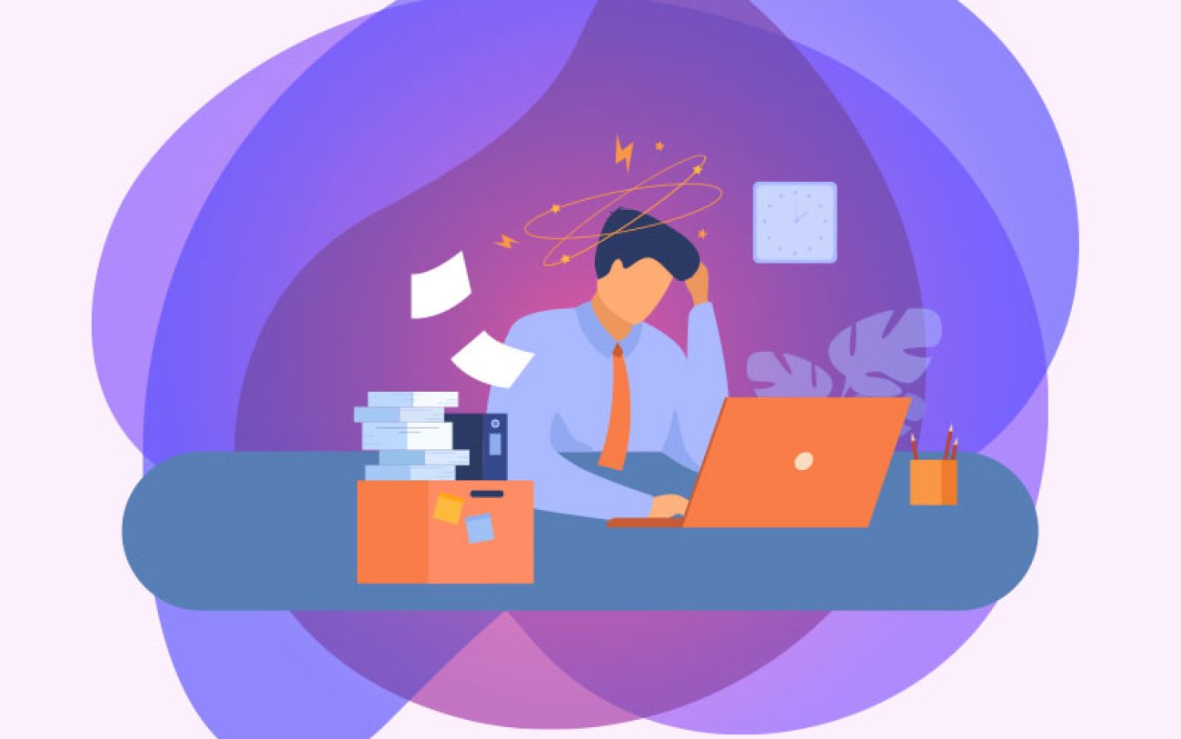 Imagem: Freepik Ilustração de um bancário esgotado