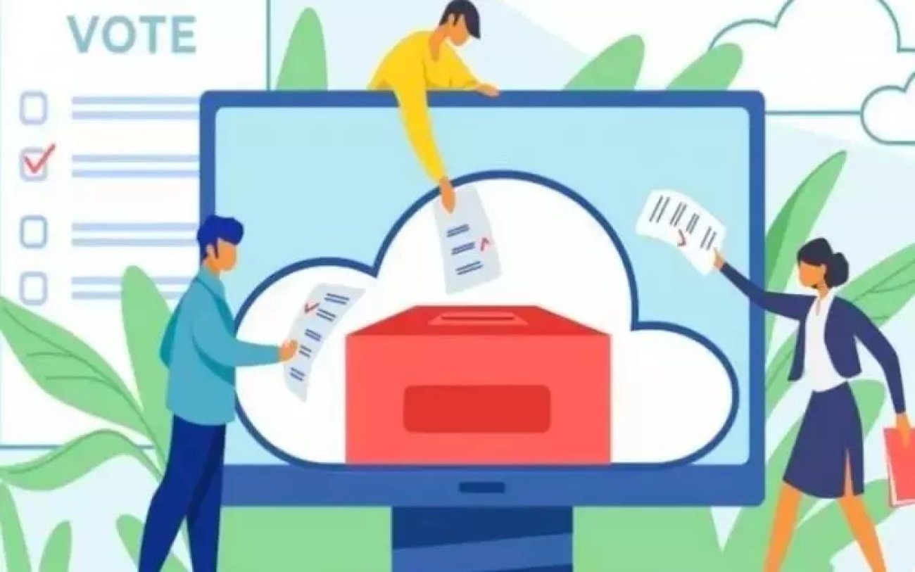 Ilustração remetendo a uma assembleia virtual