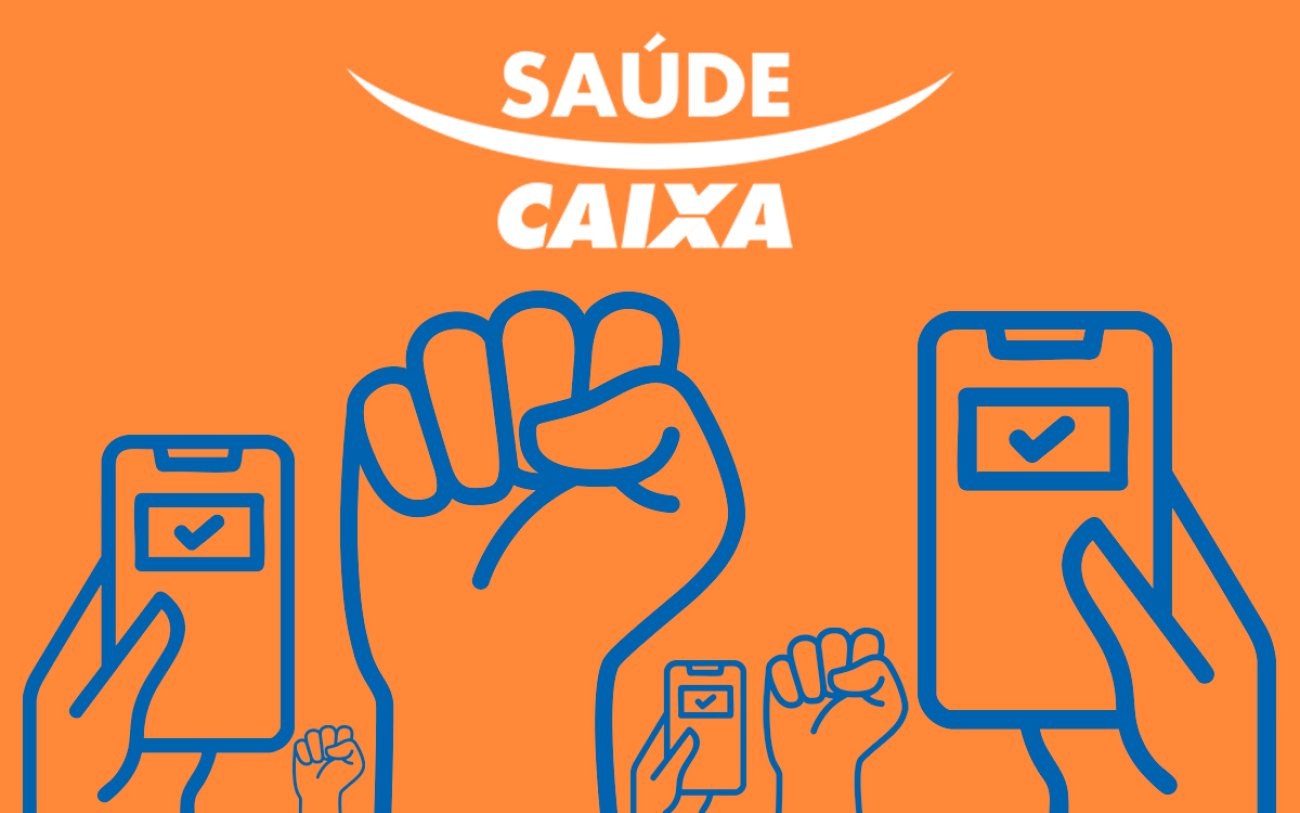 Imagem de punhos cerrados e segurando um celular