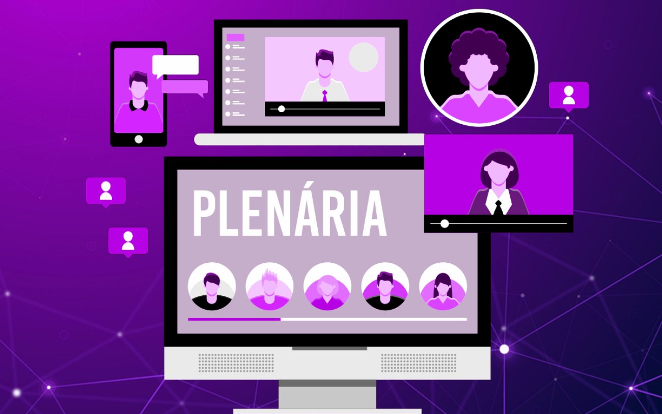 Arte mostra telas de computador, com imagem de pessoas em algumas telas