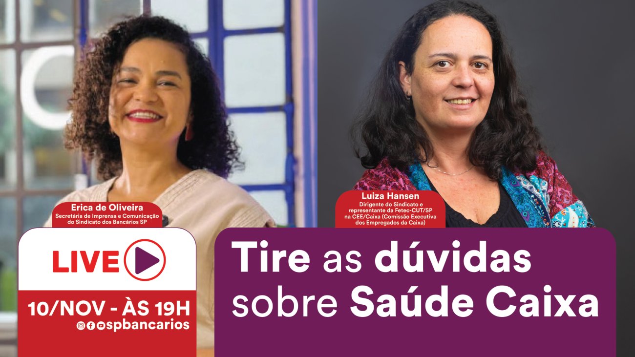 Arte mostra duas mulheres morenas de cabelo na altura dos ombros, castanho escuro, uma vestindo blusa branca e a outra blusa colorida de azul e laranja